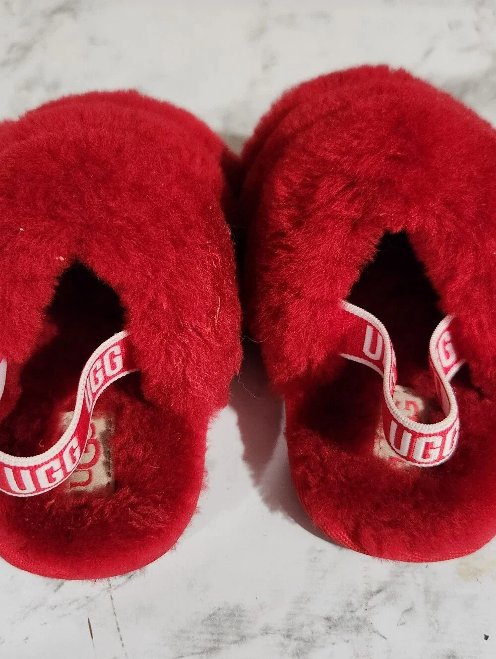 UGG Australia Toddlers Fluff Yeah Slippers Slides Red Size 4